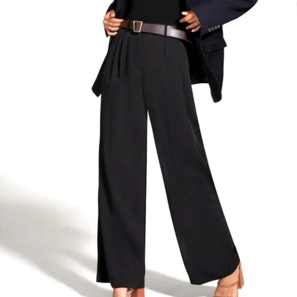 Funyzo_Wide Leg Black High Waisted Trouser Pants_XS